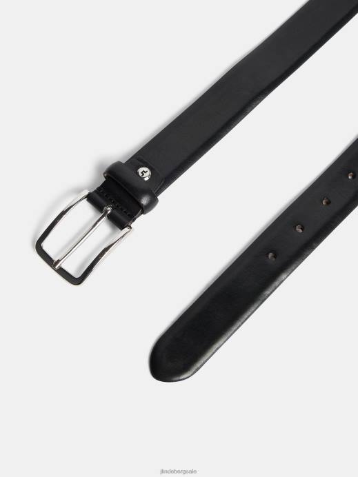 Men J.Lindeberg Black Bill Leather Belt Accessory 8R621244