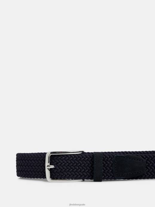 Men J.Lindeberg Navy Ben Braided Elastic Belt Accessory 8R621282