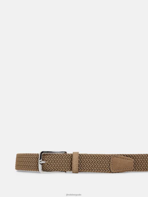 Men J.Lindeberg Safari Beige Ben Braided Elastic Belt Accessory 8R621281