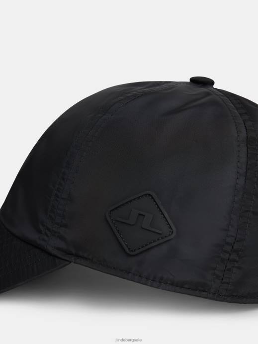 Men J.Lindeberg Black Elijah Nylon Cap Accessory 8R621239