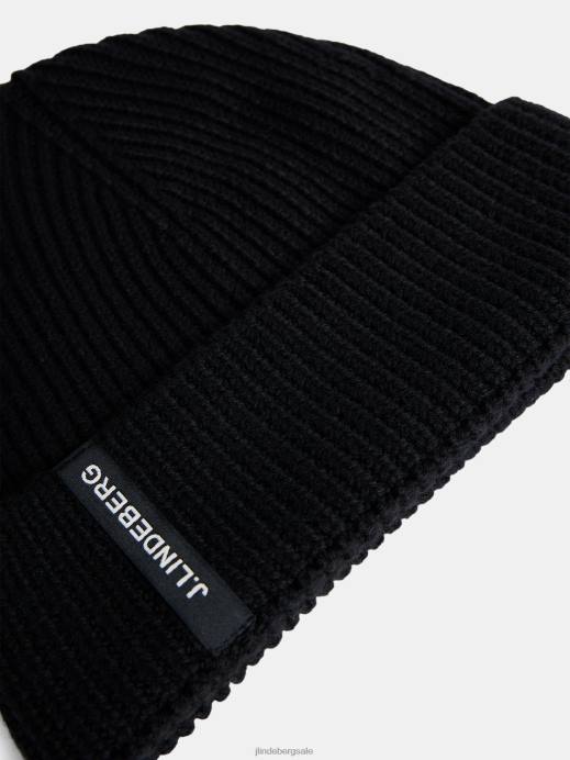 Men J.Lindeberg Black Juan Merino Beanie Accessory 8R621254
