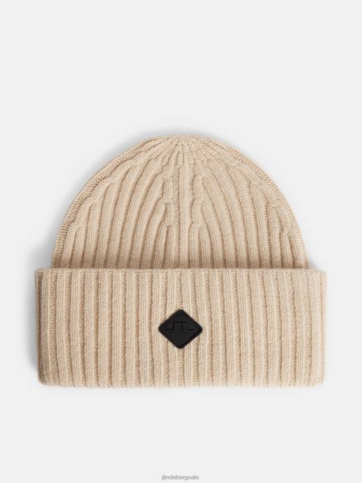 Men J.Lindeberg Oyster Gray Jive Wool Beanie Accessory 8R621252