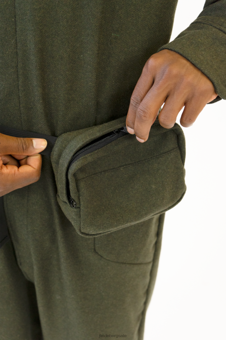 Men J.Lindeberg Green Marsh Wool Bare Minimum Bag Accessory 8R622543