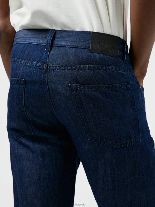 Men J.Lindeberg Mid Blue Cody Linen Blend Jeans Clothing 8R622586