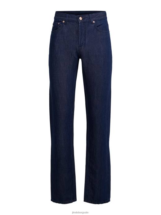 Men J.Lindeberg Mid Blue Cody Linen Blend Jeans Clothing 8R622586