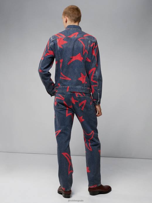 Men J.Lindeberg Navy Johnny Star Printed Jeans Clothing 8R622578