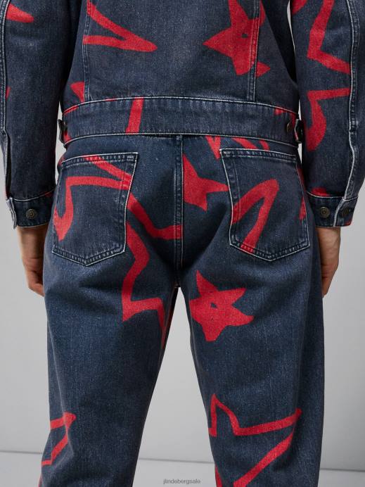 Men J.Lindeberg Navy Johnny Star Printed Jeans Clothing 8R622578