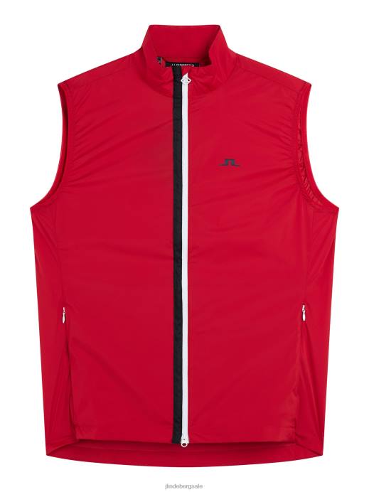 Men J.Lindeberg Barbados Cherry Ash Light Packable Vest Clothing 8R622394