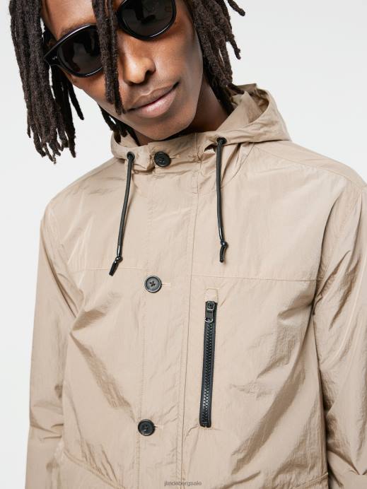 Men J.Lindeberg Batique Khaki Ash Windbreaker Jacket Clothing 8R622456