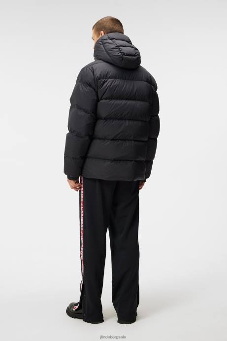 Men J.Lindeberg Black Barrell Down Jacket Clothing 8R62919