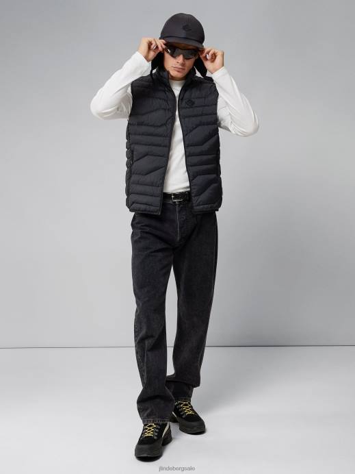 Men J.Lindeberg Black Cliff Light Down Vest Clothing 8R622430