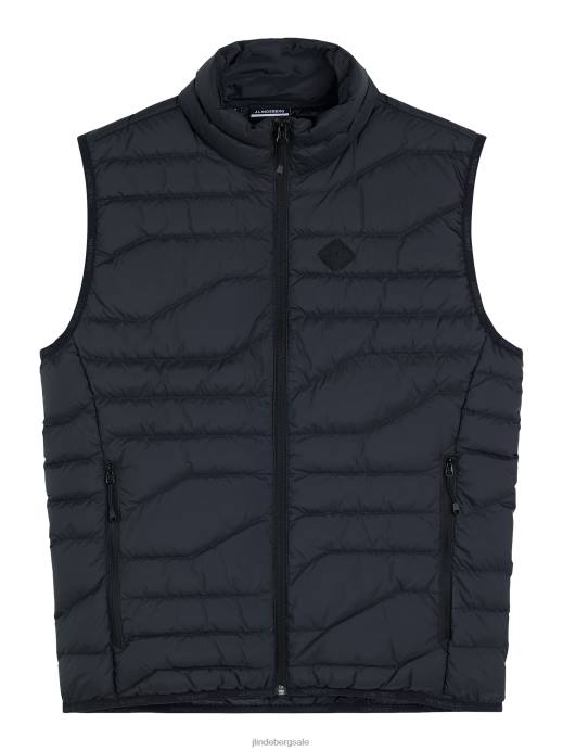 Men J.Lindeberg Black Cliff Light Down Vest Clothing 8R622430