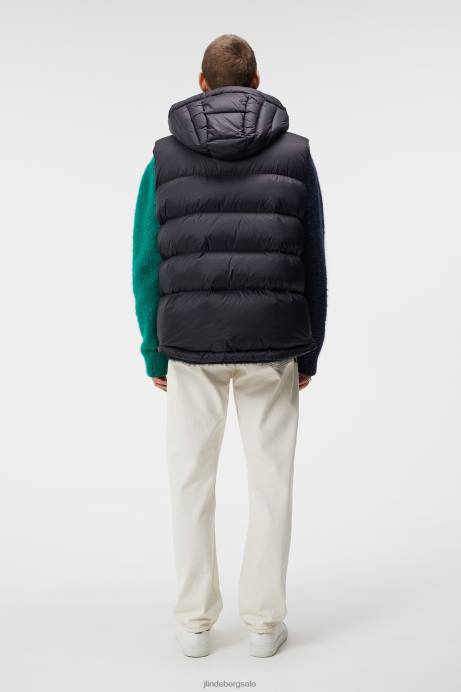 Men J.Lindeberg Black Duke Down Vest Clothing 8R62913