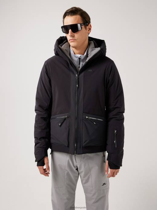 Men J.Lindeberg Black Edmund Ski Jacket Clothing 8R622480