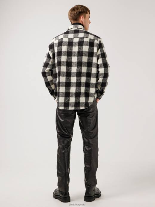 Men J.Lindeberg Black Gingham Loose Overshirt Clothing 8R622467