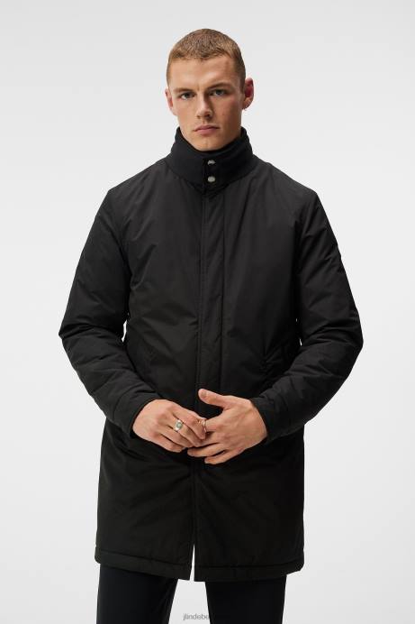 Men J.Lindeberg Black Hollis Padded Coat Clothing 8R62916