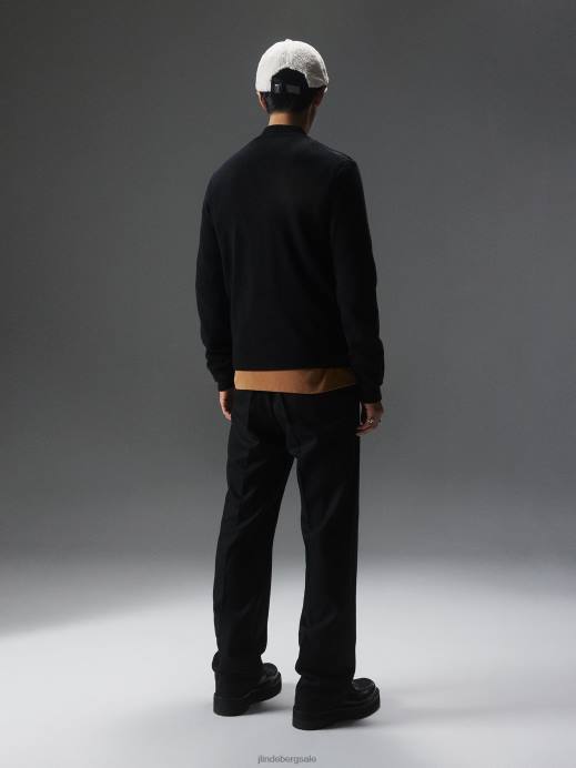 Men J.Lindeberg Black Penn Hybrid Bomber Jacket Clothing 8R622381