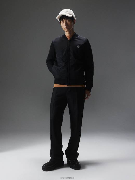 Men J.Lindeberg Black Penn Hybrid Bomber Jacket Clothing 8R622381