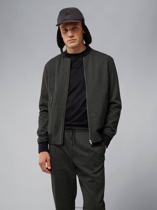 Men J.Lindeberg Black Thom Jersey Bomber Jacket Clothing 8R622399