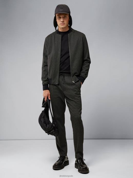 Men J.Lindeberg Black Thom Jersey Bomber Jacket Clothing 8R622399