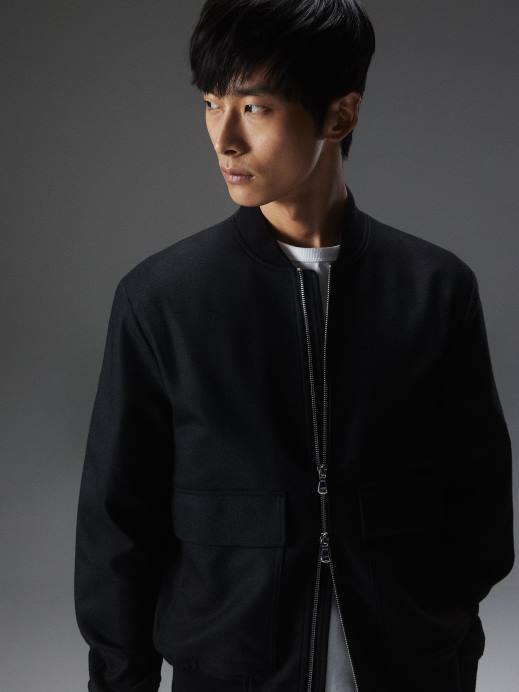 Men J.Lindeberg Black Thom Wool Twill Bomber Clothing 8R622378