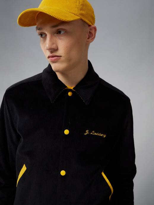 Men J.Lindeberg Black Varez Logo Varsity Jacket Clothing 8R622404