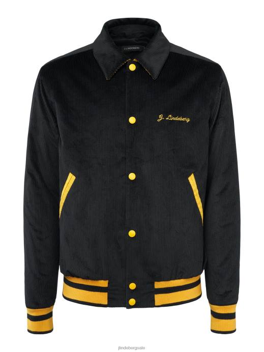 Men J.Lindeberg Black Varez Logo Varsity Jacket Clothing 8R622404