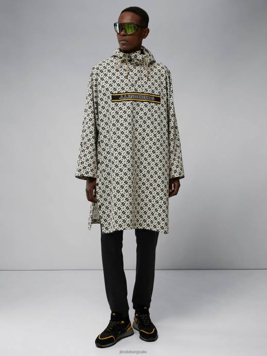 Men J.Lindeberg Black monogram check Packable Poncho Clothing 8R622426