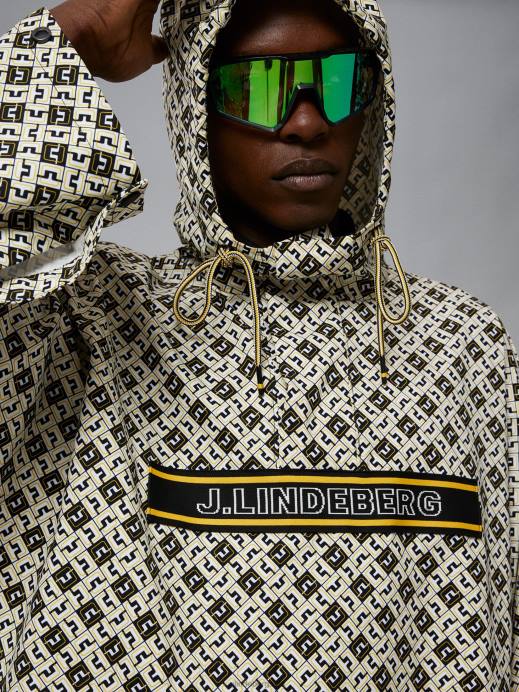 Men J.Lindeberg Black monogram check Packable Poncho Clothing 8R622426