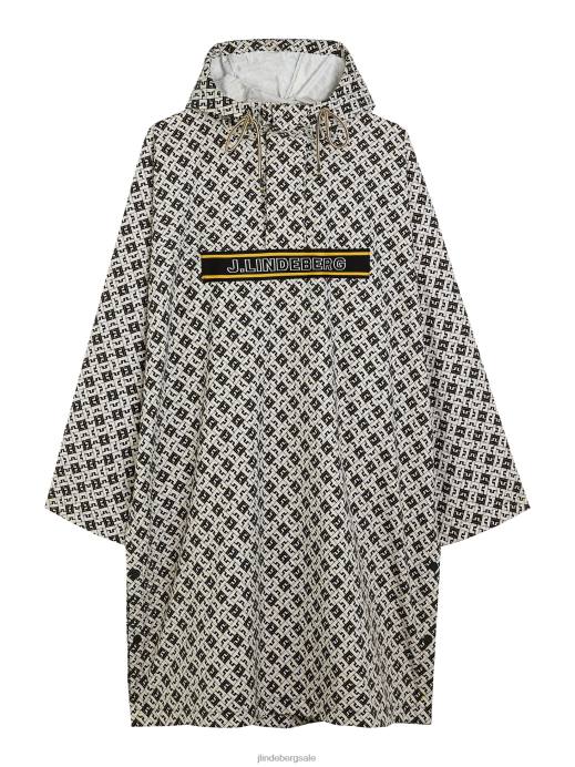 Men J.Lindeberg Black monogram check Packable Poncho Clothing 8R622426