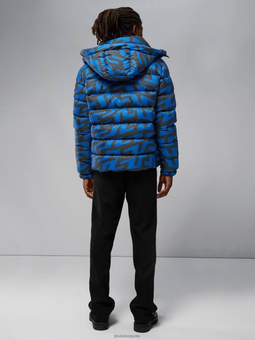 Men J.Lindeberg Bridge Swirl Blue Sphere Print Down Jacket Clothing 8R622436