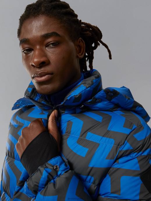 Men J.Lindeberg Bridge Swirl Blue Sphere Print Down Jacket Clothing 8R622436