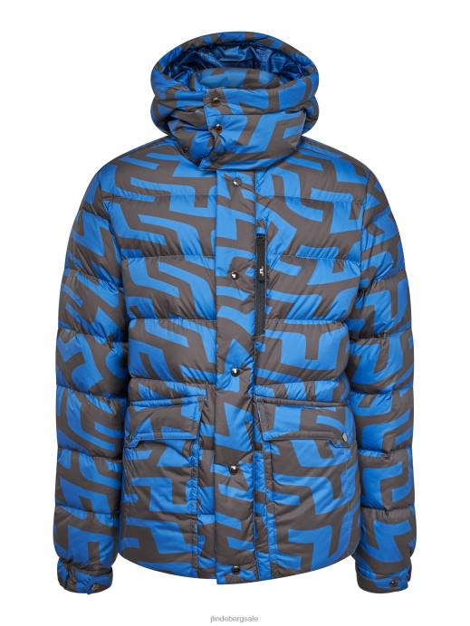 Men J.Lindeberg Bridge Swirl Blue Sphere Print Down Jacket Clothing 8R622436