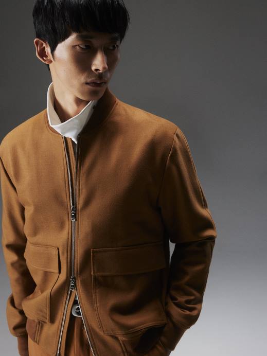 Men J.Lindeberg Chipmunk Thom Wool Twill Bomber Clothing 8R622377