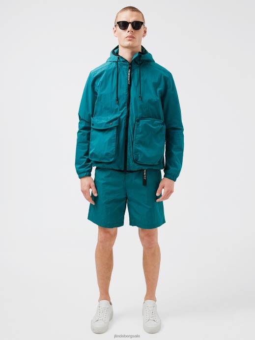 Men J.Lindeberg Deep Lake Jamis Crinkle Packable Jacket Clothing 8R622454