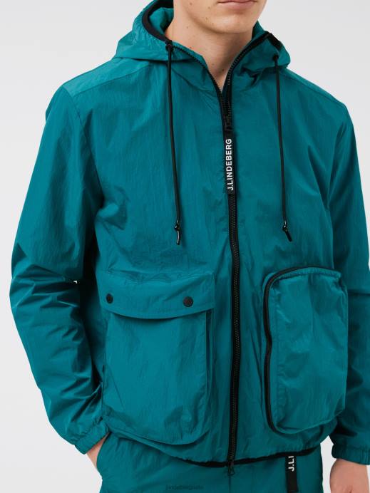 Men J.Lindeberg Deep Lake Jamis Crinkle Packable Jacket Clothing 8R622454