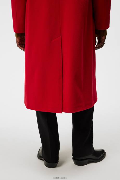 Men J.Lindeberg Fiery Red Willy Wool Coat Clothing 8R62909