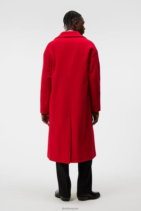 Men J.Lindeberg Fiery Red Willy Wool Coat Clothing 8R62909