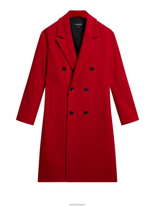 Men J.Lindeberg Fiery Red Willy Wool Coat Clothing 8R62909