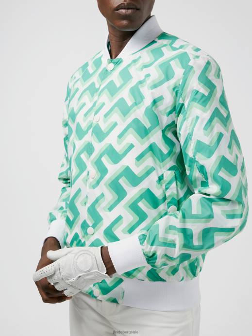 Men J.Lindeberg Green 3D Bridge Monogram Lux Printed Bomber Clothing 8R622451