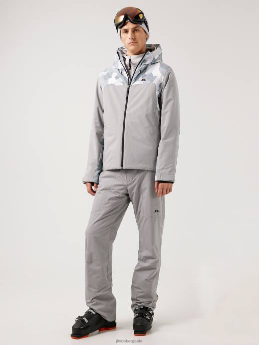 Men J.Lindeberg Grey Camo Base Camp Ski Jacket Clothing 8R622476