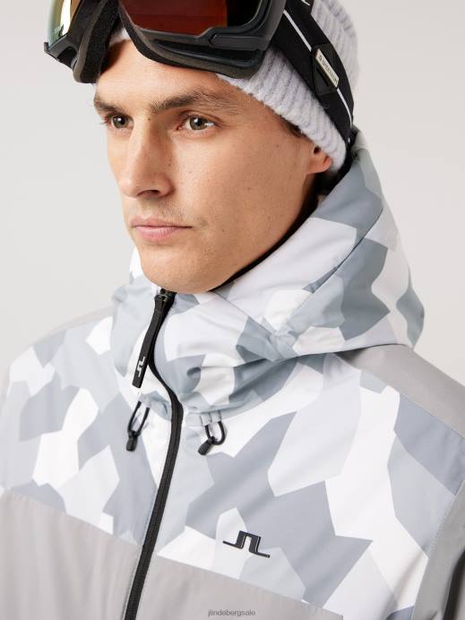 Men J.Lindeberg Grey Camo Base Camp Ski Jacket Clothing 8R622476