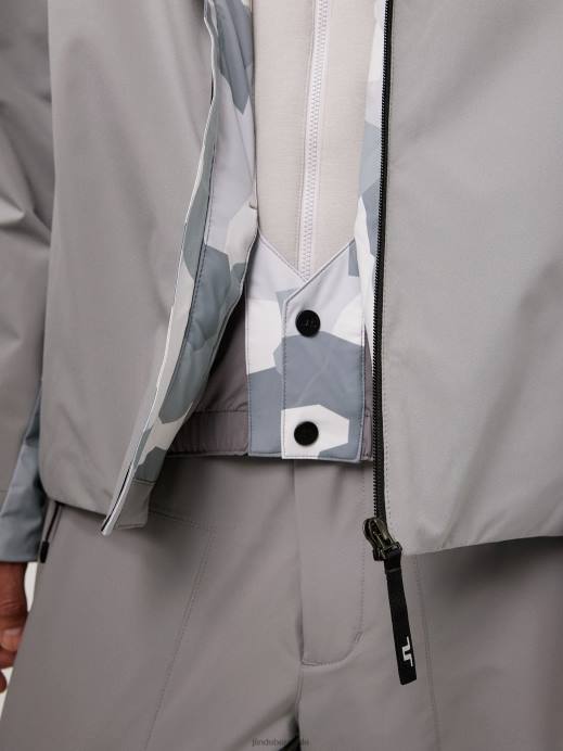 Men J.Lindeberg Grey Camo Base Camp Ski Jacket Clothing 8R622476