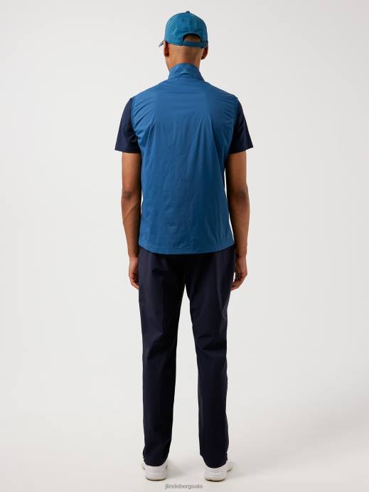 Men J.Lindeberg Majolica Blue Ash Light Packable Golf Vest Clothing 8R622493