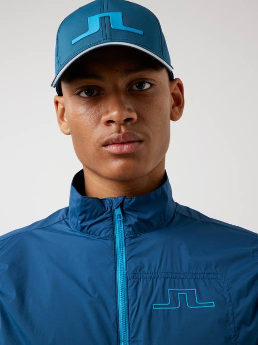 Men J.Lindeberg Majolica Blue Ash Light Packable Golf Vest Clothing 8R622493