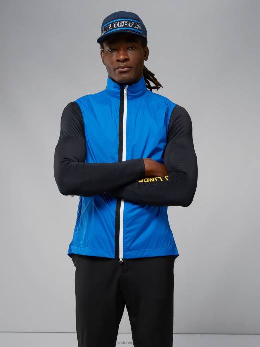 Men J.Lindeberg Nautical Blue Ash Light Packable Vest Clothing 8R622395