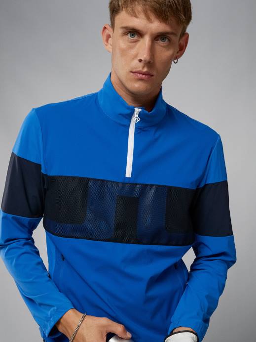 Men J.Lindeberg Nautical Blue Dale Light Jacket Clothing 8R622391