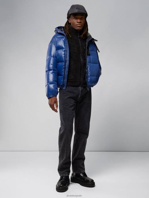 Men J.Lindeberg Nautical Blue Kash Bomber Jacket Clothing 8R622401