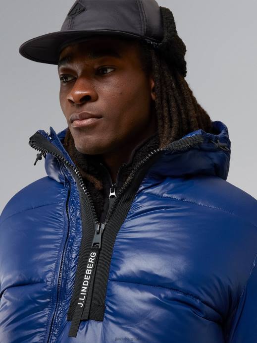 Men J.Lindeberg Nautical Blue Kash Bomber Jacket Clothing 8R622401