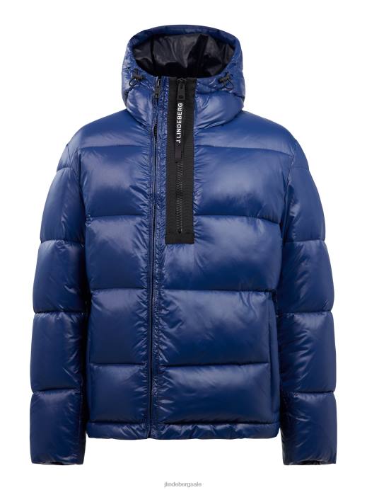 Men J.Lindeberg Nautical Blue Kash Bomber Jacket Clothing 8R622401